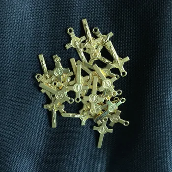 

50 pcs Tiny charms 12mm*22mm gold bronze copper silver St. Saint Benedict Cross Catholic Crucifix for rosary Bracelet supplies