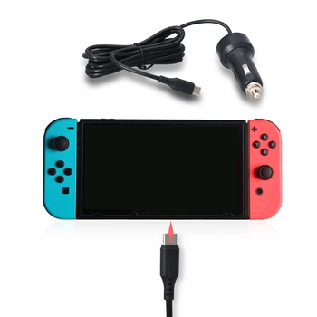 

Type-C Car Charger for Switch NS video game console 2M Tangle-free Flat Cable Car Charging for Switch with box