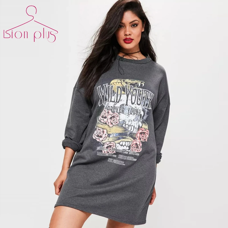 

5xl 6xl 7xl Funny Rose Print Sweatshirt Women Big Sizes 2018 Spring Dark Gray Casual Streetwear Letter Long Sleeve Hoodies women