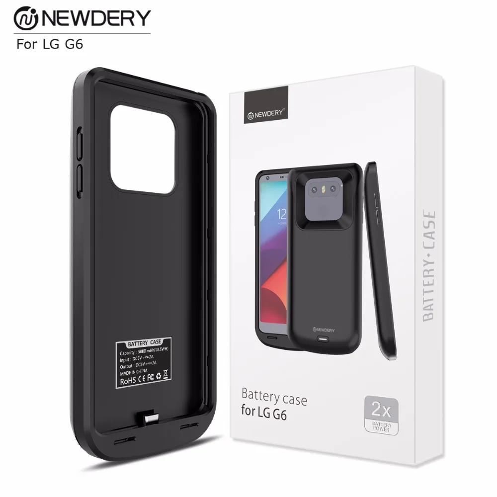 Newdery эксклюзивные решения портативное зарядное устройство для аккумулятора 5000 мА/ч, ультра тонкий аккумулятор резервного копирования зарядное устройство чехол Крышка для LG G6 G6