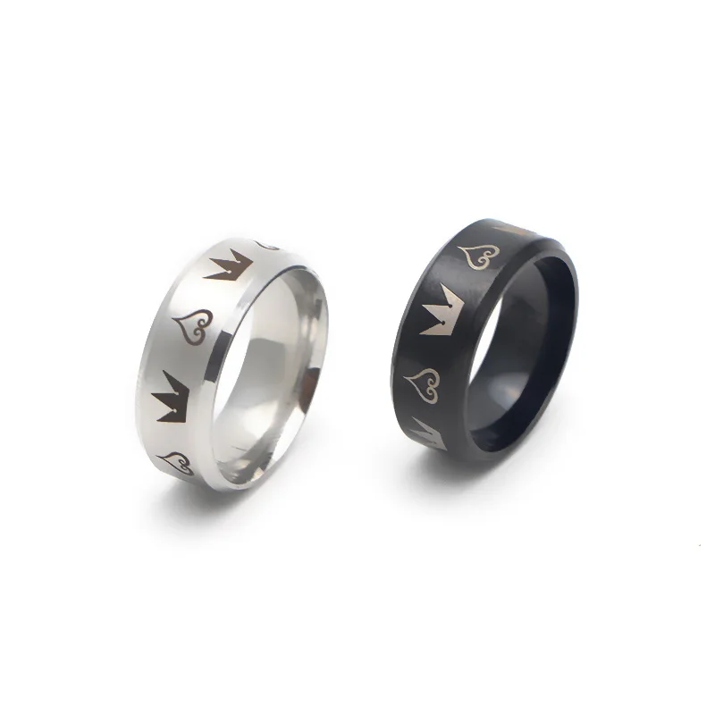V298 качество нержавеющая сталь Королевство Сердца и короны Дизайн Матовый центр черный шаг мужское кольцо ювелирные изделия