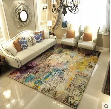 3D السجاد زهرة اللوحة المعيشة غرفة نوم البساط أريكة طاولة القهوة حصيرة اليوغا سادة الأزرق المتوسط نمط عدم الانزلاق