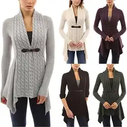 Великобритания для женщин свитер с длинными рукавами куртки топы корректирующие повседневное нерегулярные вязаный кардиган верхняя