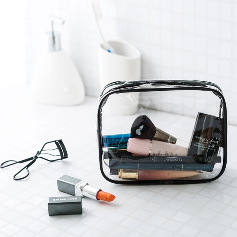 

Women Transparent Cosmetic Bags PVC Clear Functional Travel Makeup Bags Organizer Beauty Case Toiletry Bath Wash Make Up Case