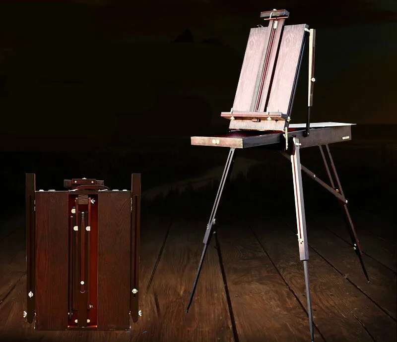 Pintura de Cavalete de Madeira Caixa de Caixa de Pintura a Óleo Especial para Artistas Clássica Esboço Conveniente Portátil Preto - Vermelho Escuro 4 High Quality painting easel