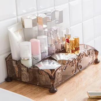 

European Style Women Dressing Storage Box Transparent Storage Box Cosmetic Organizer Adjustable Storage Case For Jewelry