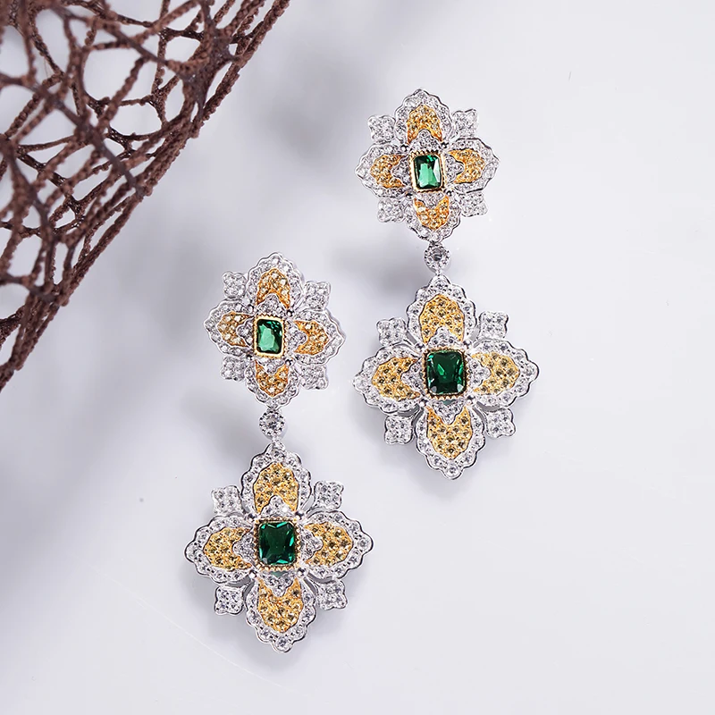  925 argent Zircon oreille goujon bijoux femmes cour européenne style vintage