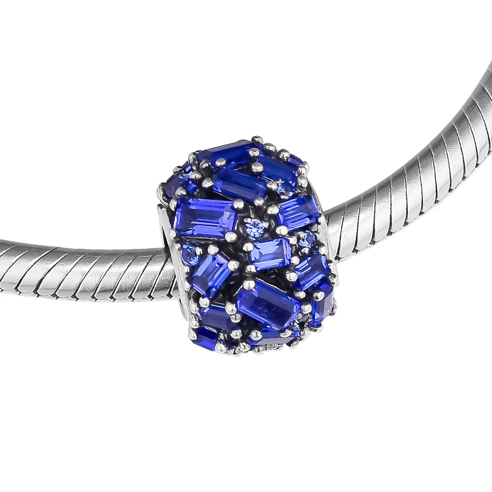 925 пробы 100% серебро Точило элегантность Шарм Синий Кристалл Fit Pandora браслет бусины