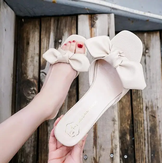 

JAZZPOSTURE outdoor ladies slippers bow open toe shoes women's sandals high heels scorpion thick with high heel shoesy700