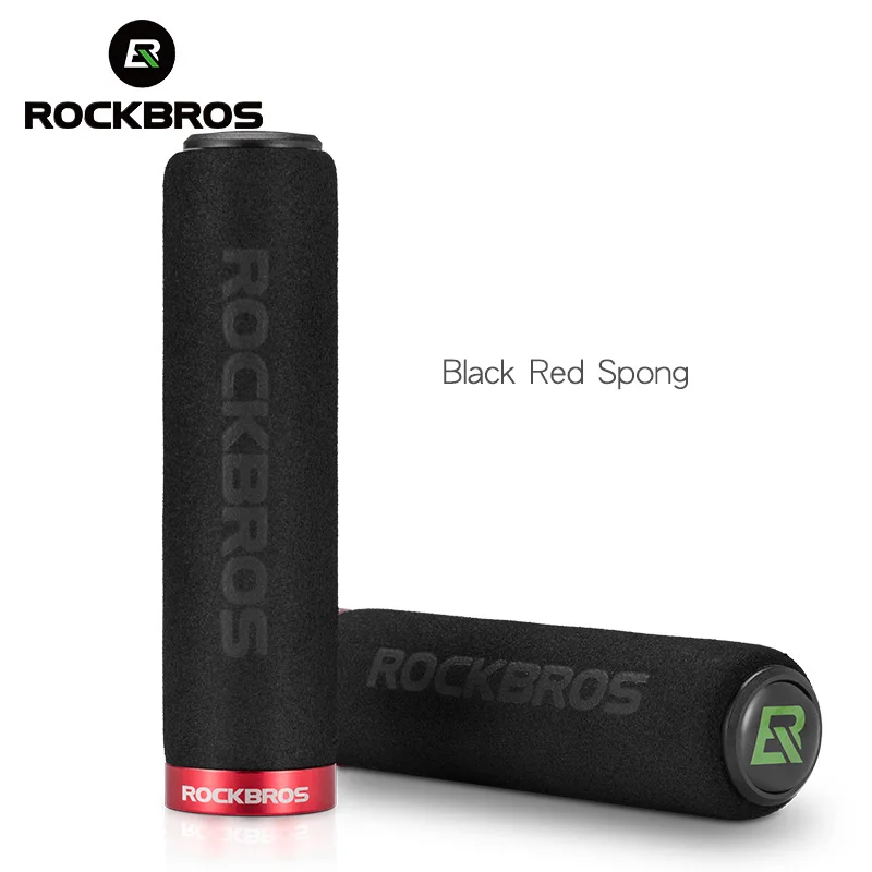 ROCKBROS ухваты Сверхлегкий для езды на велосипеде, MTB велосипед силиконовый/губка Материал руль Анти-занос, удар-поглощая деталь для велосипеда - Цвет: Black Red Spong