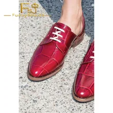 Бордовые женские оксфорды; обувь на плоской подошве со шнуровкой в винтажном стиле; сезон весна-осень; Привлекательные благородные несравненные пикантные элегантные туфли; FSJ