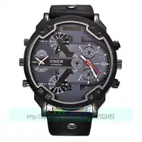30pcs/lot xinew-5918 new arrival high quality leather watch big round dial calendar man quartz wristwatch wholesale date watch