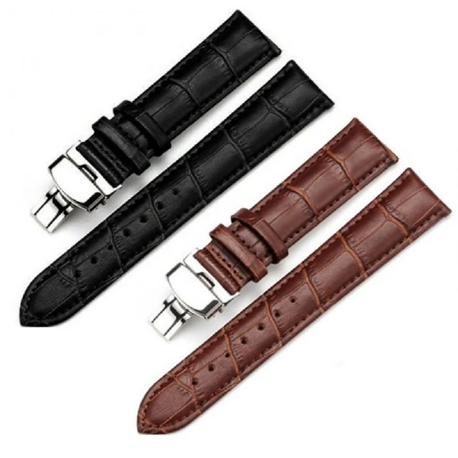 

New Watch Band Cowhide Genuine Leather Watch Bracelet Replacement Strap Butterfly Buckle Bands Belt 20mm 22mm 16mm 18mm