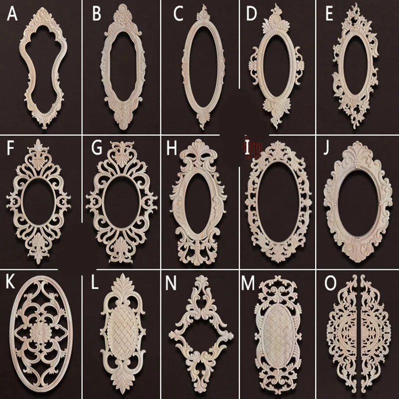 Новая Неокрашенная древесина рамка резная волна цветок Onlay наклейка угловая аппликация Декор мебели для дома декоративная деревянная резная фоторамка