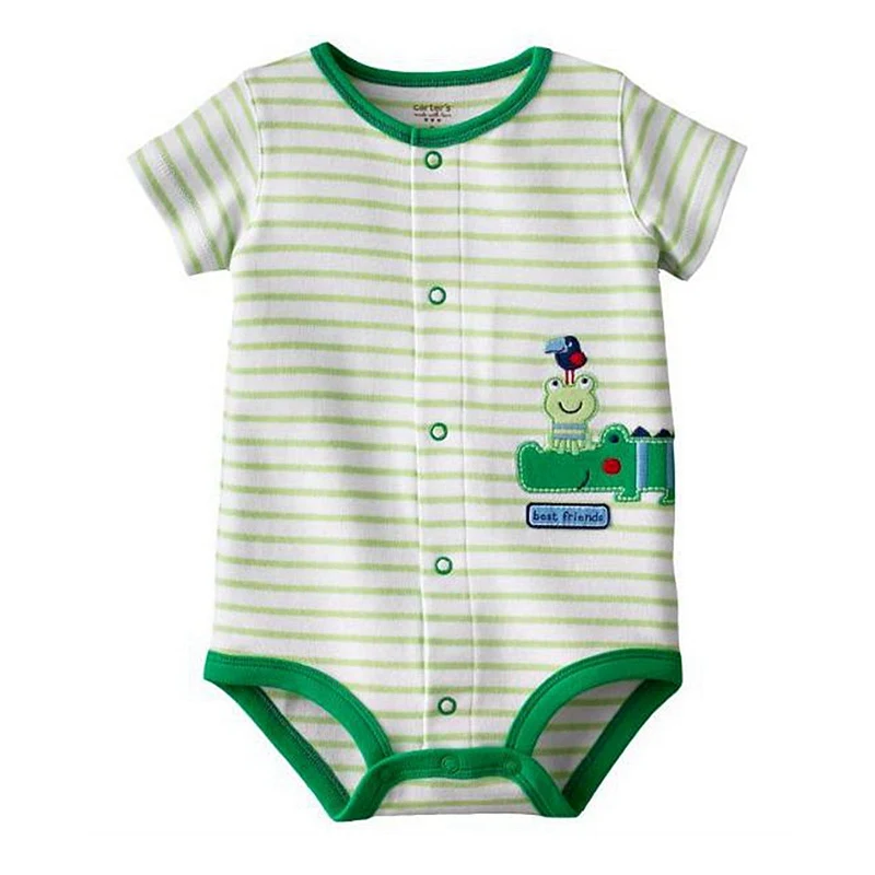 Soft Cotton Green Frog Stripes Body Baby Boy Romper Ropa Bebe Jumpsuits