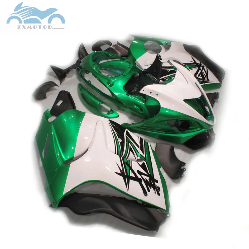 

Custom Injection mold Fairing kit for SUZUKI Hayabusa GSX1300R 2008-2013 motor fairings GSXR1300 GSX R1300 08 11 15 white green