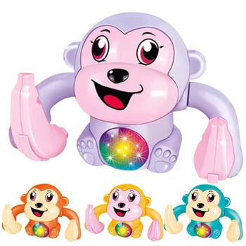 

Baby Electric Animal Model Toy Light Sound Electric Tumble Monkey Toy Fun Rolling Doll Voice Control Animal Model Toy