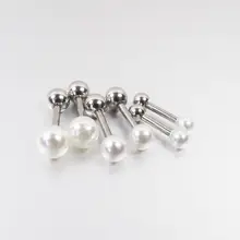 1 пара из нержавеющей стали 16 г Manmade-жемчуг круглый шар украшение для козелка пирсинг штанги ювелирные изделия