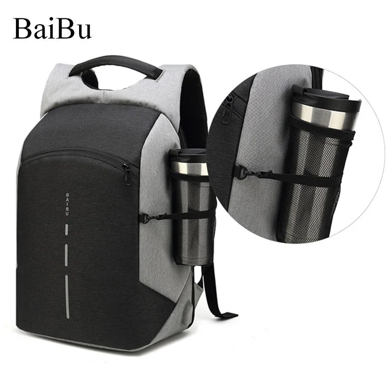 

Baibu Waterproof Men Laptop Backpack Casual Student Schoolbag 2018 Multi-functional Technology USB Charging Travel Bag Pack