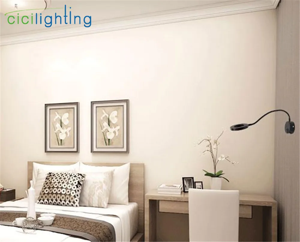 Plug in 5W LED Wall Sconces Picture Mirror Light With Plug Book Lamp Button on/off Switch Gooseneck Flexible Pipe Black White