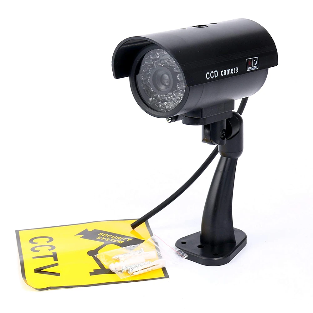 C/ámara Falsa Falsa Vigilancia C/ámara Simulada C/úpula Seguridad De CCTV con Luz Led Intermitente Al Aire Libre Interior 4 Piezas