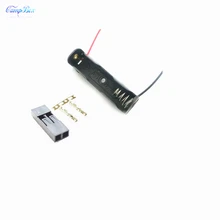 100Pcs 1xAAA Battery Case Holder Socket Wire Junction Boxes With 15cm Wires, Dupont 2.54mm 2P Header and Crimps