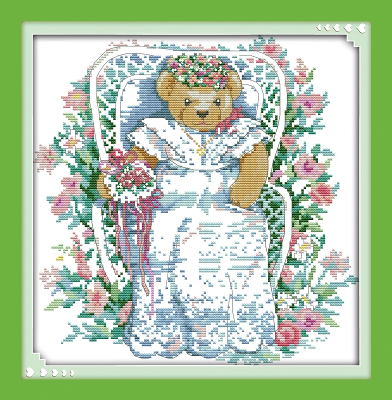 

Joy sunday cartoon style The bride in the garden christmas cross stitch patterns embroidery kits for handcraft gifts
