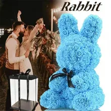 40 см Пасхальный кролик искусственная Роза кролик в форме животного Роза прекрасный подарок пасхальное домашнее украшение без коробки