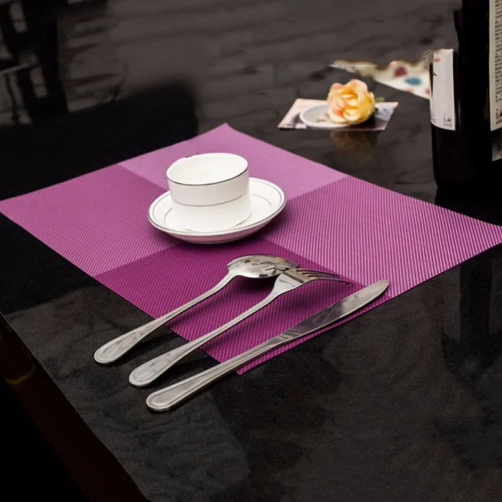 45*30cm Antiskid Placemat Vintage PVC Insulation Plaid Dining Table Mat