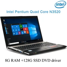 P8-01 black 8G RAM 128G SSD Intel Pentium N3520 15.6 gaming laptop DVD driver HD screen business notebook computer"