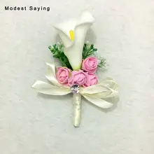 2 шт., модный лучший мужской корсаж для жениха, лилии, цветы, Свадебный костюм, бутоньерки, аксессуары, булавка, брошь, украшения