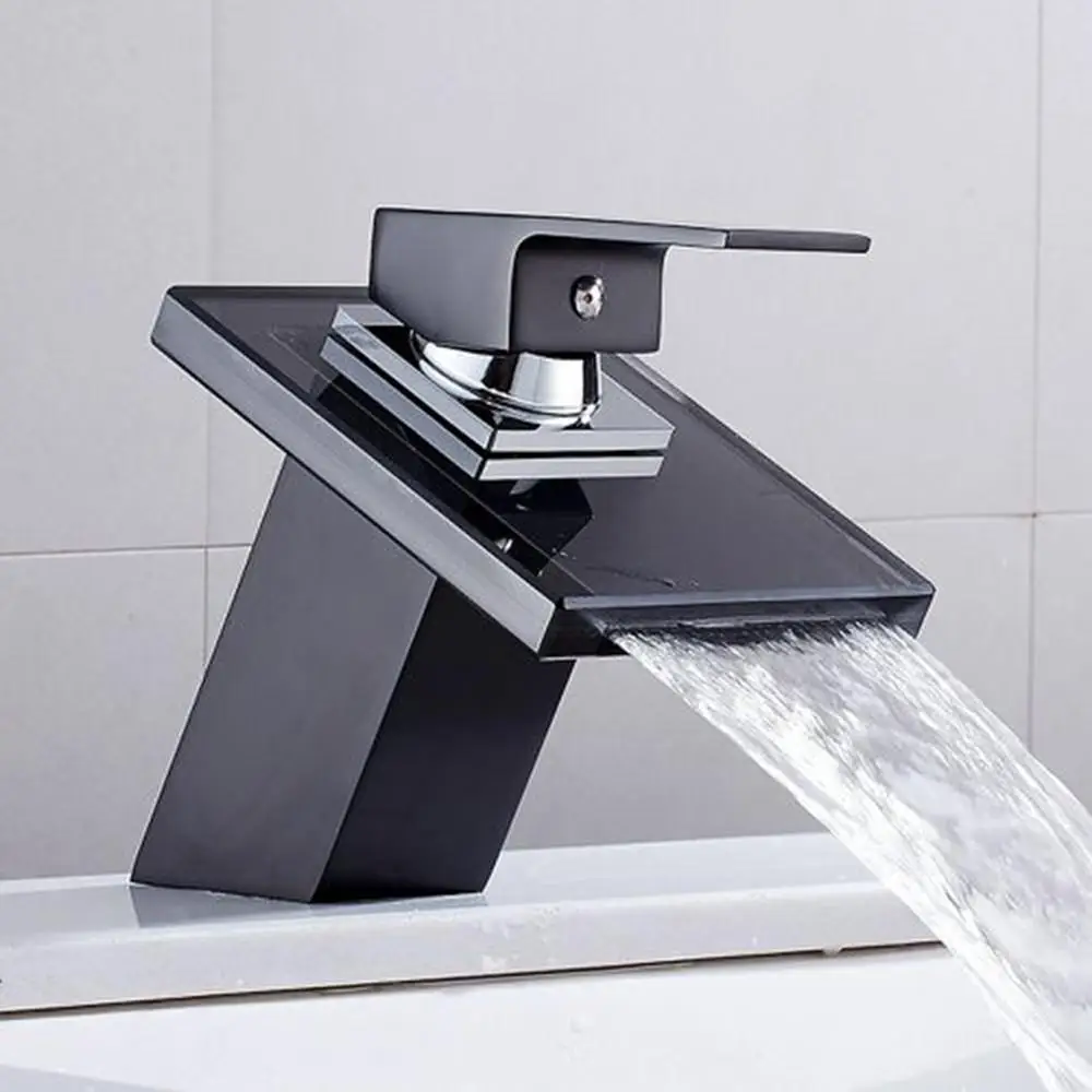 Painting Basin Faucet Bathroom Black Brass Faucet Painting Basin Sink Glass Waterfall Basin Tap Mixer Hot & Cold Water Faucet Painting Basin Faucet Bathroom Black Brass Faucet Painting Basin Sink Glass Waterfall Basin Tap Mixer Hot & Cold Water Faucet