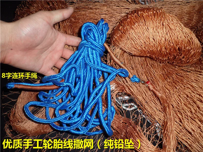 Netrede de Pescarede de Spinyi Handmade Pneu Chumbada Mão Elenco Netdozen Wang Cobertura Lance Fio Net 3 Handmade pneu fio net ( chumbada )