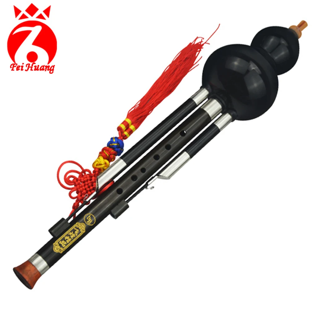 Chinese Traditional Instruments Hulusi Yunnan Minority Ebony Wood Gourd