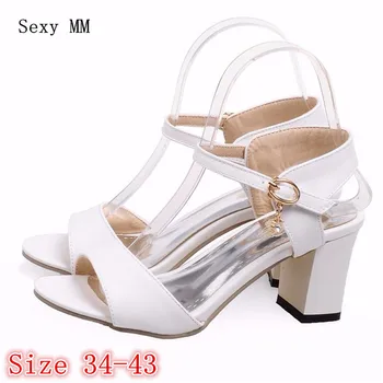 

Slingbacks Pumps Women Peep Toe Sandals Square High Heels Gladiator Sandals Woman High Heel Shoes Plus Size 34-40.41.42.43
