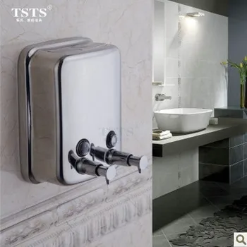

Dual Head Hotel Bathroom Manual Liquid Soap Dispenser Bottle Stainless Steel 1500ML Shampoo Box Wall Mount
