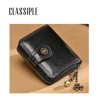 

Split Leather Women Wallets Luxury Brand Wallets Designer Purse Wallet Woman Short Zipper Vintage Female Purses Monedero Mujer