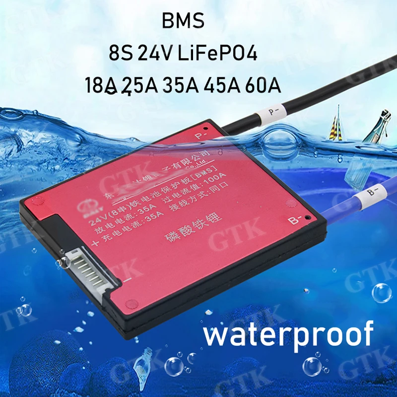 Защитная плата для аккумулятора GTK 8s 24v 18A 25A 35A 45A 60A bms lifepo4 48v 15A 30A pcm 10A 100A LIFEPO4 BMS |