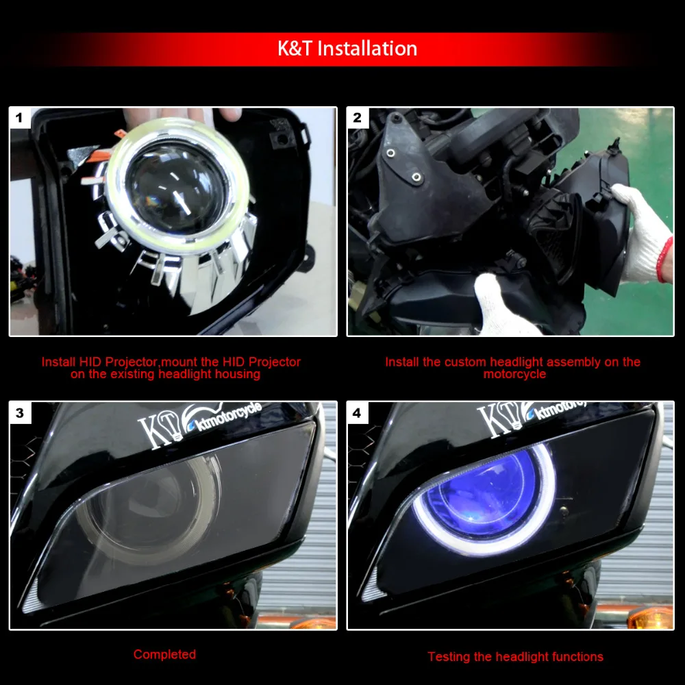 KT фар подходит для Honda CBR600RR 2007 2012 светодиодный Ангельские глазки мотоцикла HID