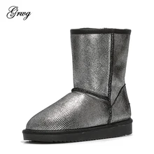 GRWG New Fashion 100% Natural Fur Genuine Leather snow boots for women Real Wool inside lady winter warm Boots Free shipping! prova perfetto sweet lace up women boots natural sheepskin leather snow boots for women real wool inside lady winter warm boots