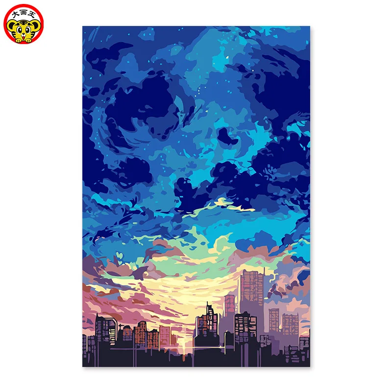 

painting by numbers art paint by number Beautiful sky, not the same, Meilun US Hwan Digital painting DIY, drawing on the cloth b