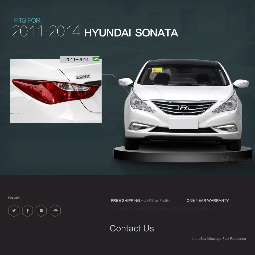 Vland для hyundai Sonata 2011- задний светильник s светодиодный тормозной светильник с прозрачными линзами