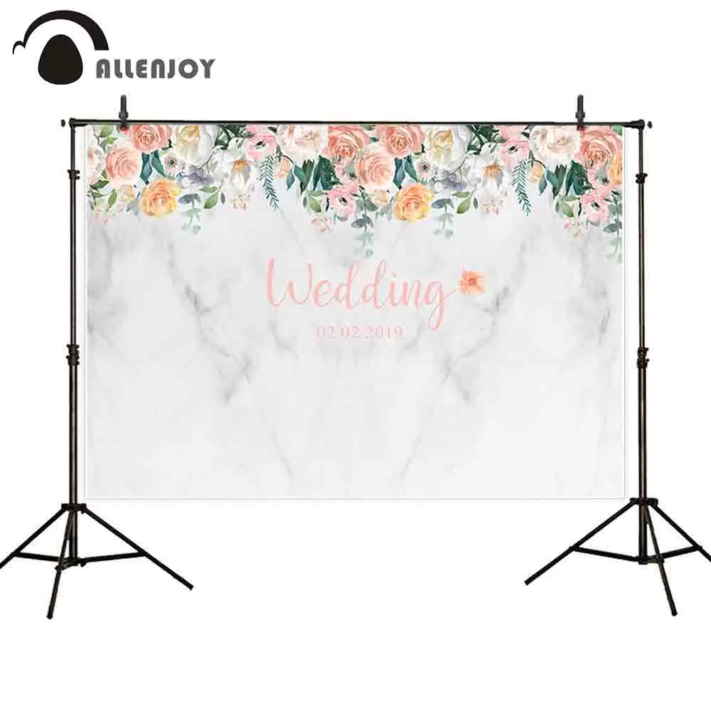

Allenjoy background for photo studio marble flower wedding personalized banner backdrop photocall photobooth decoration