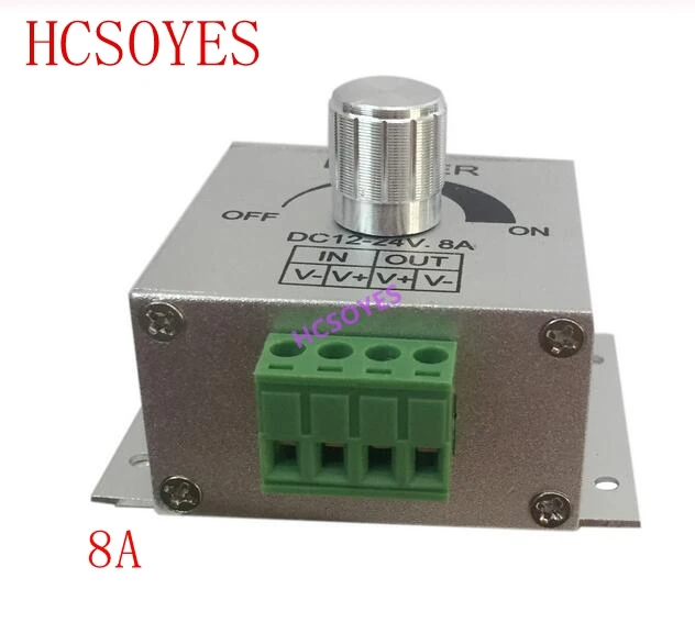 

8A LED Strip Dimmer Aluminum DC12-24V PWM Dimming Controller for LED Lights Lamps or Ribbon Adjustable Control W-6012