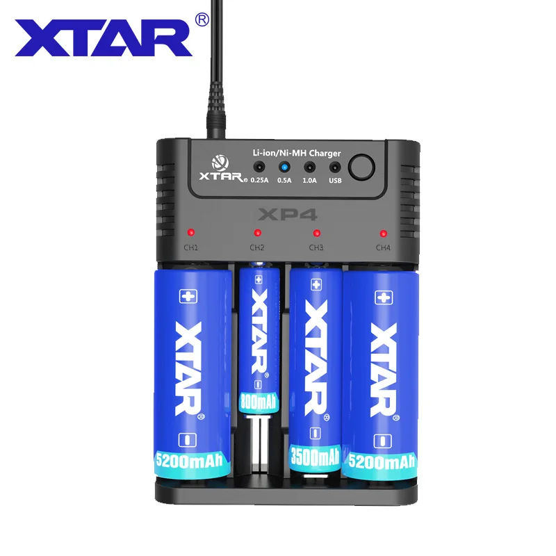 

Original XTAR XP4 Battery Charger EU/US/AU/UK Adapter + Car charger For 18650 18350 14500 16340 20700 21700 22650 26650 Li-Ion