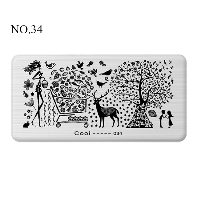 Pinpai Nail Stamping Plates Flower Geometric Heart Nature Series Nail Template Stamp Image DIY Nail Designs Manicure Stamp Plate - Цвет: NO.34