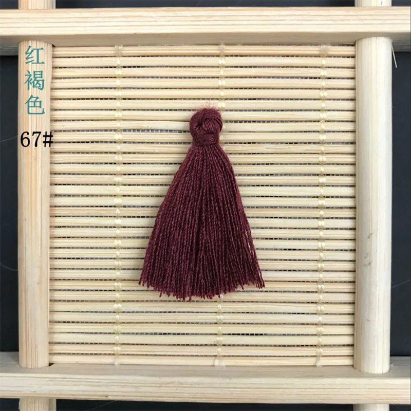 100PCS 3CM Mini Cotton Thread Fabric Tassel DIY Pendant Jewelry Key Making Fringe Trim Craft Tassels Sewing Accessories - Цвет: 67