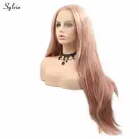 Sylvia Long Straight Wig Heat Resistant Synthetic Hair Pink Lace Front Wigs For Women Flawless Hairline Cosplay Glueless Wig