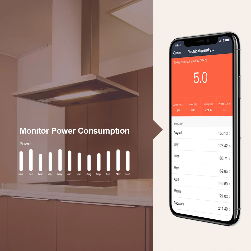 Koogeek Mini Wifi Smart Socket EU Power Plug 220V Works with Amazon Alexa Google Home Mobile APP Remote Control Energy Monitor