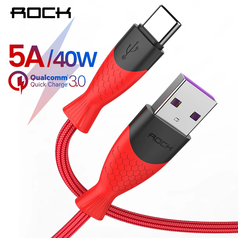

ROCK Type C 5A Super Fast Charging USB C Cable Data Cord Phone QC 4.0 For Huawei P20 P10 P9 Mate 20 Pro SFCP For Samsung S9